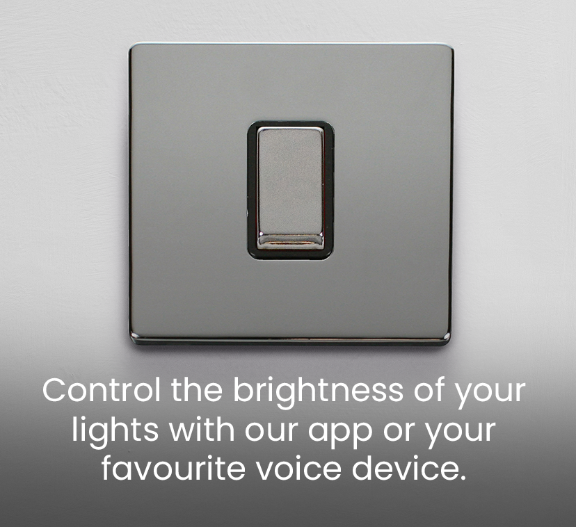 Control the brightness of your lights with our app or your favourite voice device.